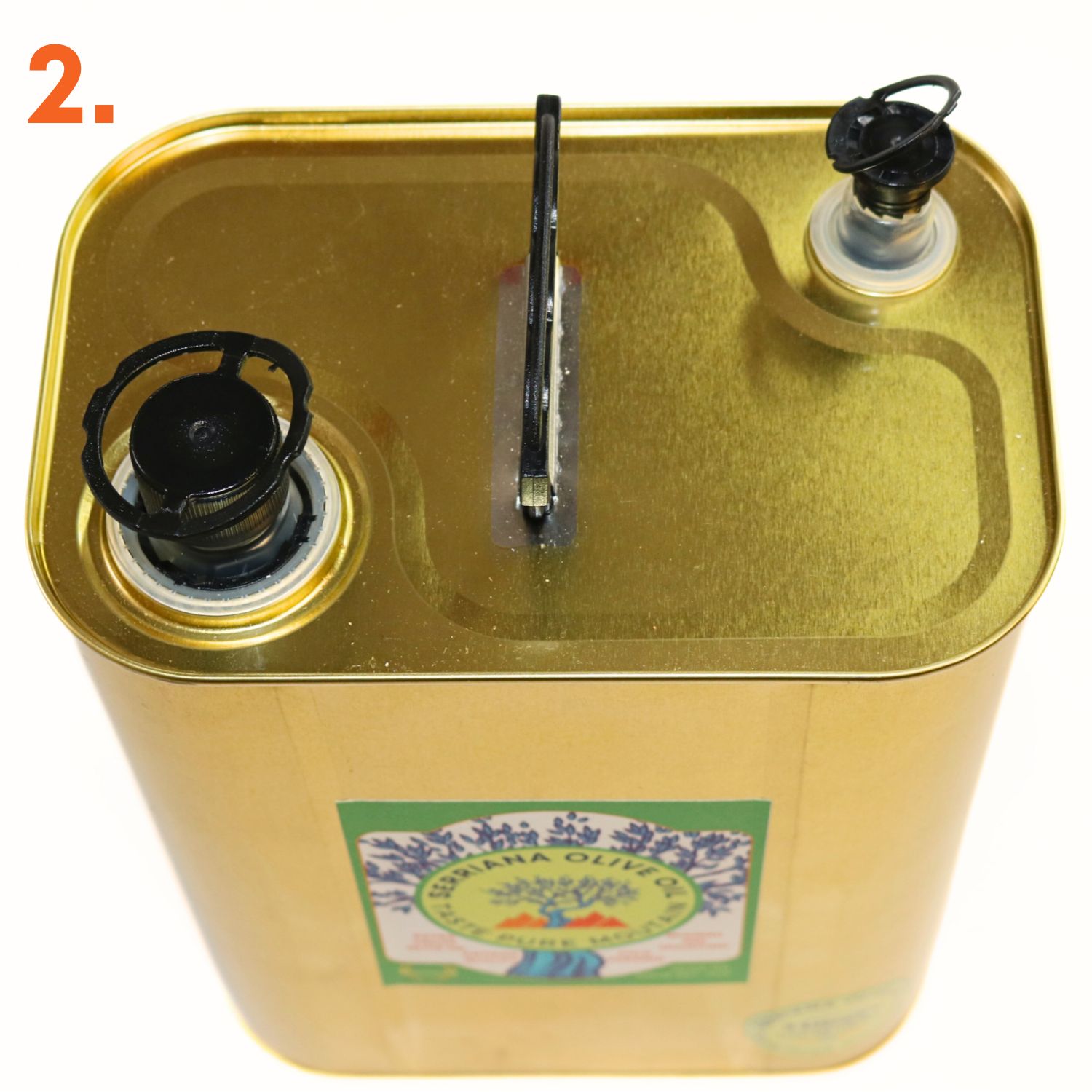 Serriana olive oil - lifting the 3 litre refill tin caps
